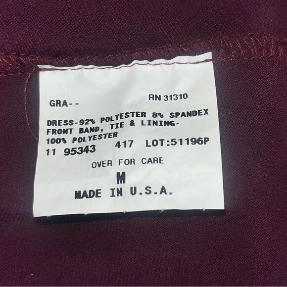 Vintage A. Byer Burgundy Shimmer Cocktail Dress Size Medium - Picture 7 of 8